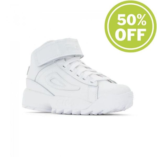 Zapatillas Fila Mujer Blancas - D/2 Mid Velcro Mid-Cut - España 206918JUS